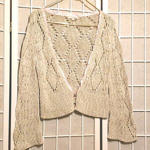 LAURIE B. PINK/GREEN CROCHETED SWEATER SZ L